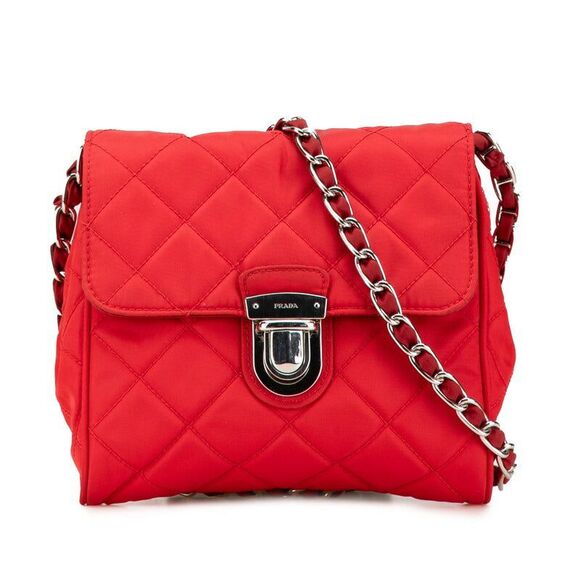 Prada Handbags - Prada Quilted Mini Chain Shoulder Bag Nylon Saffiano